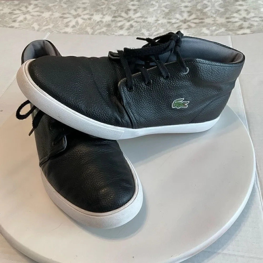 Lacoste Asparta High Top. Pebbled black leather, black. Men’s 10. Izod Alligator